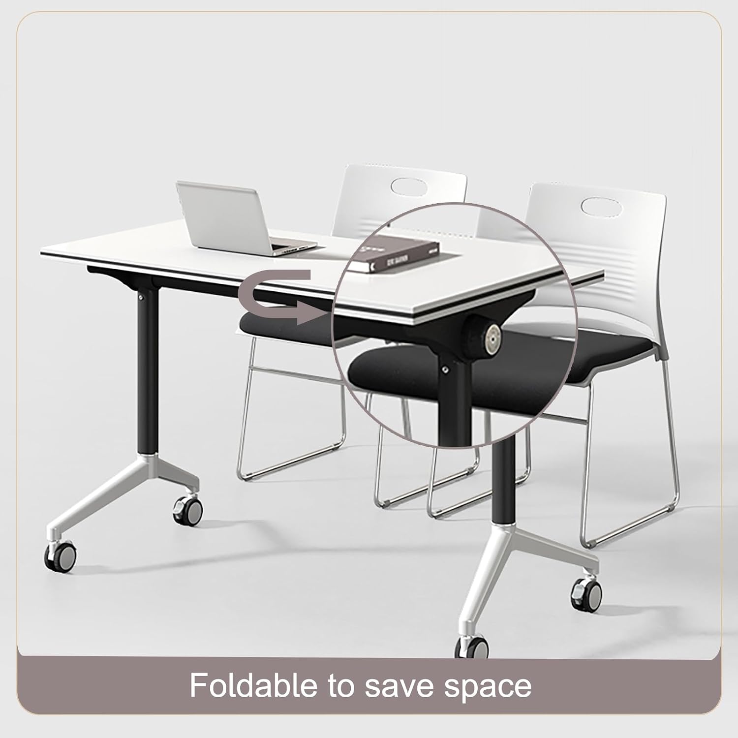 Conference Room Table,Flip Top Mobile Training Table,with Silent Wheels Rounded Corner Design,for Office,Conference Rooms,Training Rooms,Classr(120 * 75 * 60cm/47 * 29 * 24in
