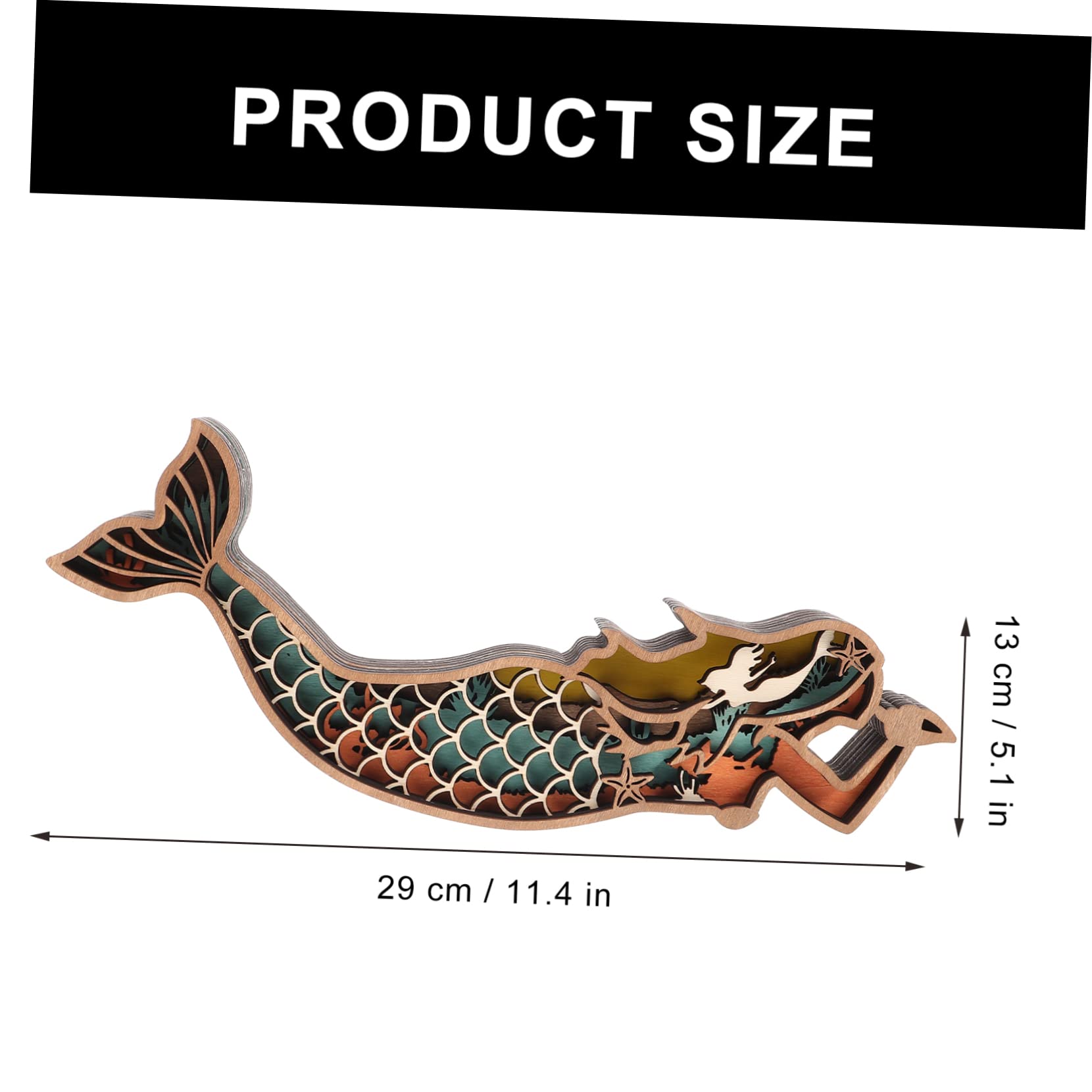 Amazon.co.jp: Abaodam 人魚 木製 置物 立体 彫刻 木 人魚