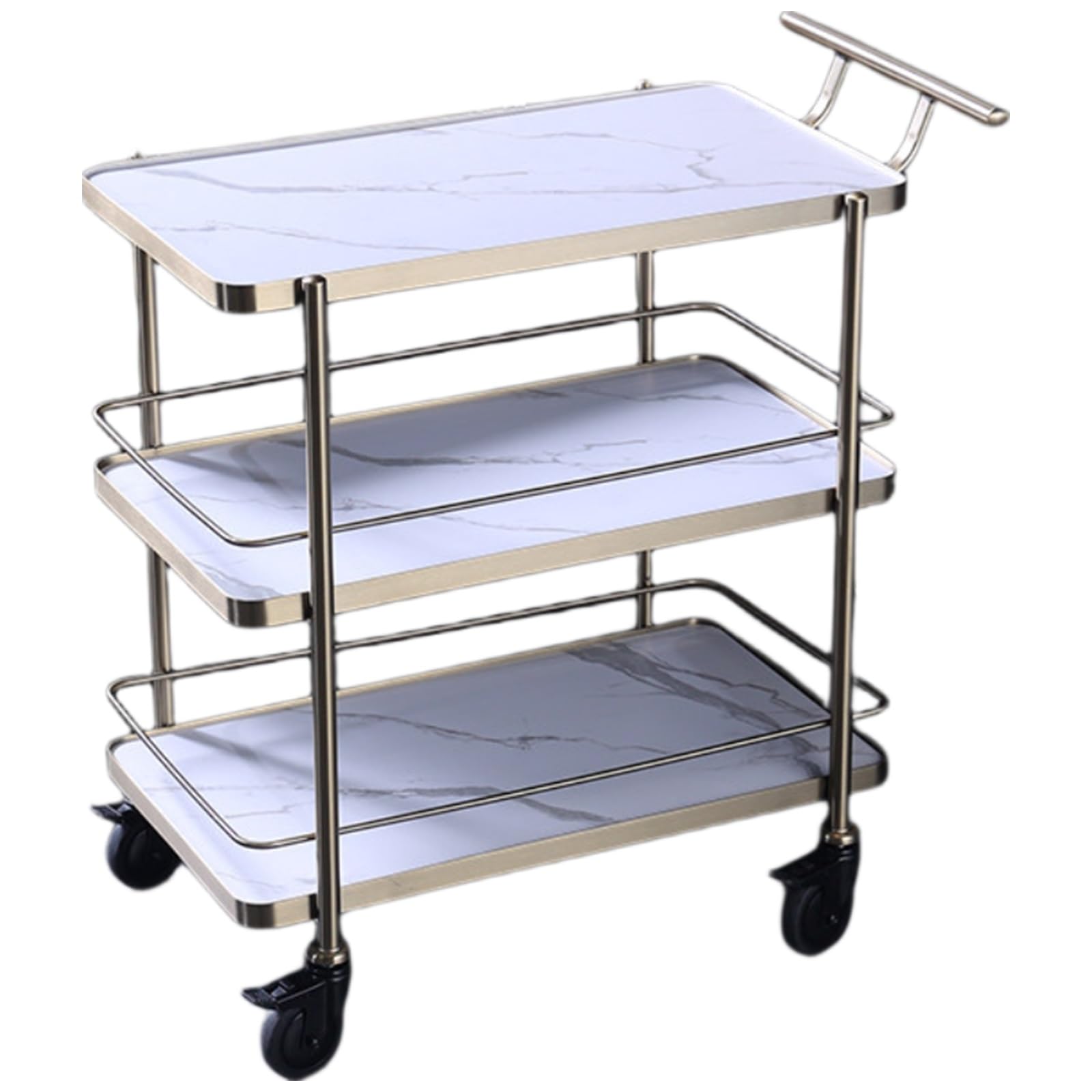 Kiboncy D Luxury Rolling Utility Cart, E1 Environmental Soli Woo Tiere Storage Trolley With Brake Wheels, Mobile Wine Essert Serving Cart For Bar Kitchen Party(,Medium)
