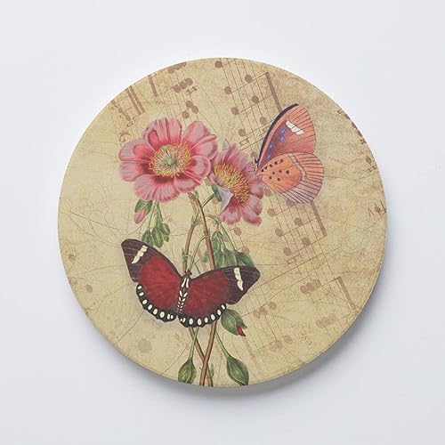 Posavasos de cerámica absorbente con parte trasera de corcho, diseño artístico, posavasos circulares individuales de 4 pulgadas, protege la mesa,