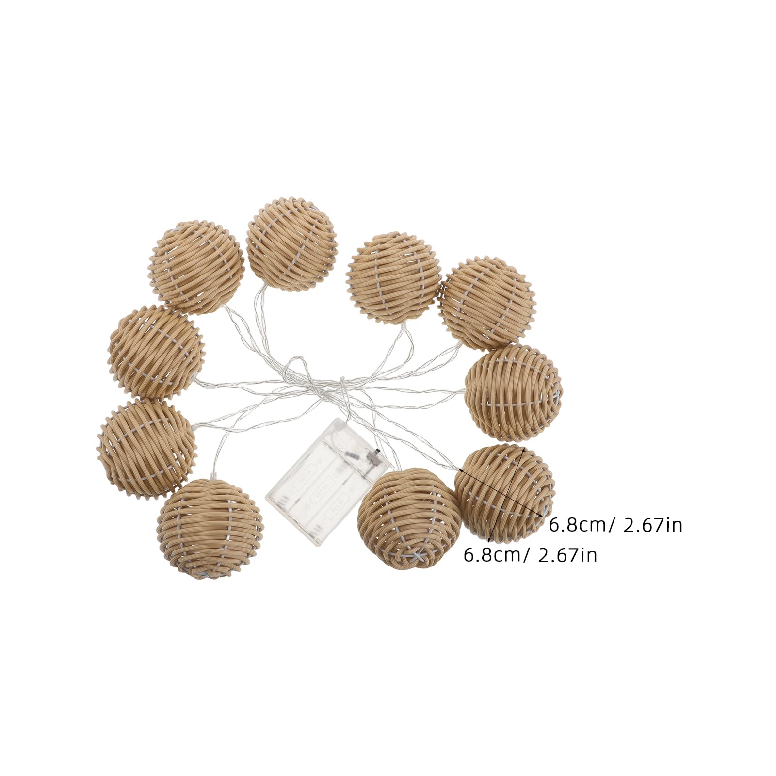 ULTECHNOVO Lichterkette aus Rattan mit 10 LED Birnen Batteriebetrieben Energiesparend für Garten und Terrasse Dekorative Kugeln Natürliche Optik Wetterfest und Elegant