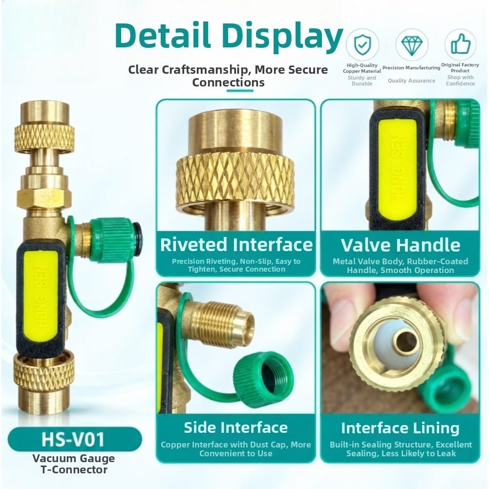 Válvula de Bola 3 Vías para latón HVAC para Vacío Válvula de