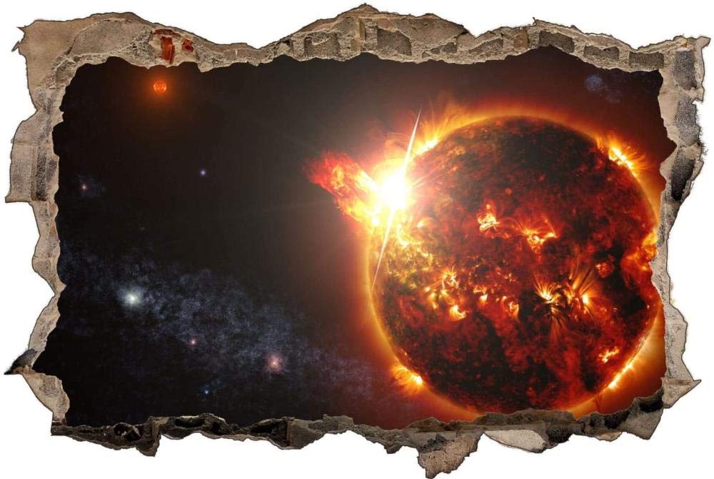 Pegatinas de Pared rotas 3D Planeta del universo espacial calcomanías murales extraíbles decoración de Sala de Arte de Vinilo para Sala de Estar Dormitorio Cocina 80x120cm