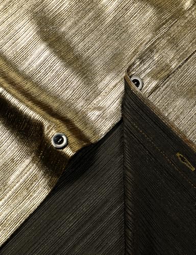 ZEROYAA Men 70s Shiny Short Sleeve Button Down Shirt Fashion Sparkle Disco Dress Shirts4