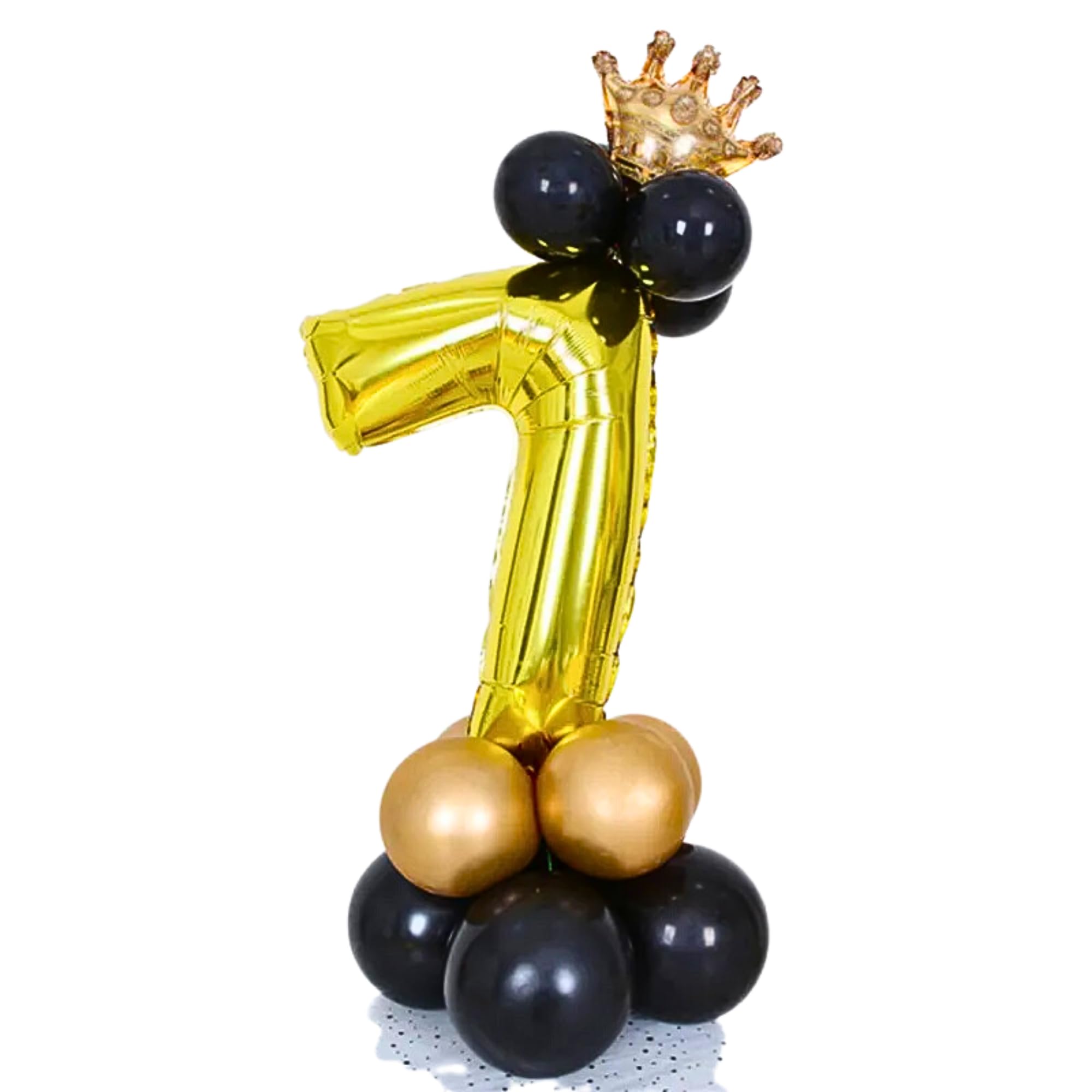 ALCR Birthday Number Balloons with Helium Crown and Latex Balloons for Kids Birthday Party, Anniversary, Photoshoots, or any Celebration to Make it a Special Occasion - 40inch (1m) (Black Gold - 7)