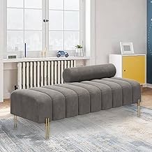 Quinn Upholstered Bench Sofa couches Ottoman Bench 2 Seater Sofa Chaise Lounger Pouffe for Living Room Bedroom Office (Brown Velvet)