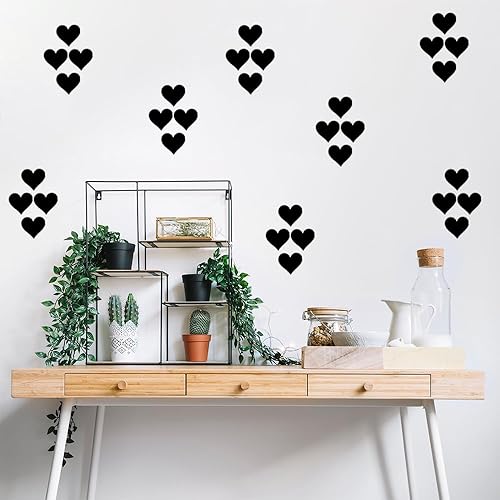 Miniatura 4 de Calcomanías de pared para decoración de pared (negro, corazón de 2 pulgadas)