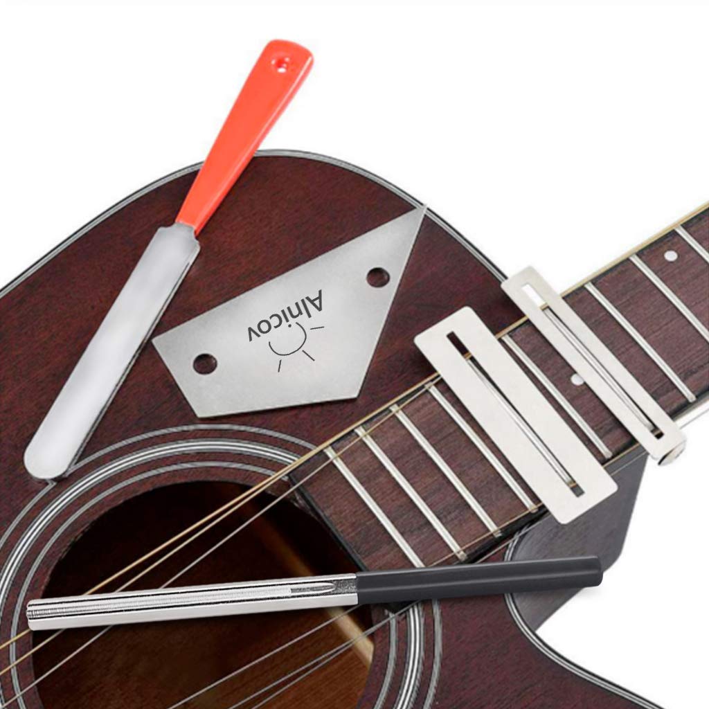 Alnicov Lima Per Incoronare Tasti Per Chitarra In Acciaio Inossidabile, Rocker Per Tasti, Set Di Protezioni Per Tastiera Set Di Strumenti Per Levigare I Tasti Per Liutaio E Chitarristi-6 Pezzi