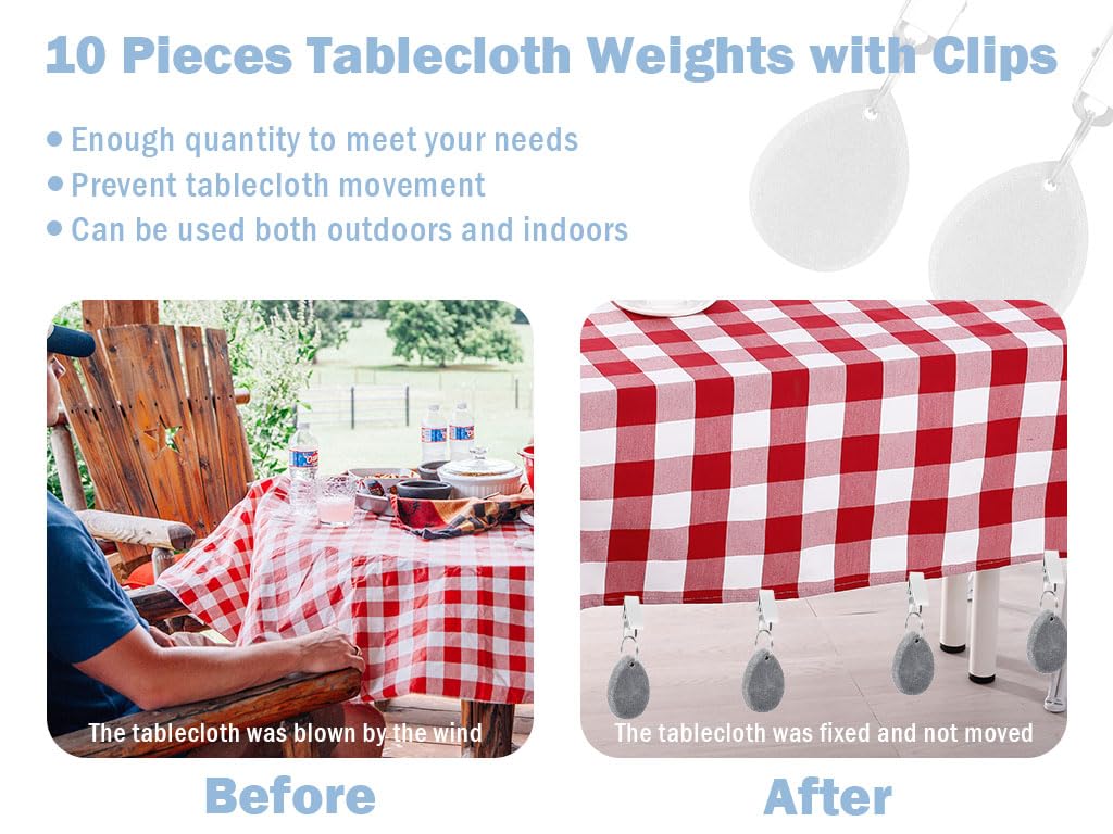 10 Pesi Per Tovaglia In Marmo Naturale - Con Clip, Per Esterni, Picnic E Matrimoni - Foto 3