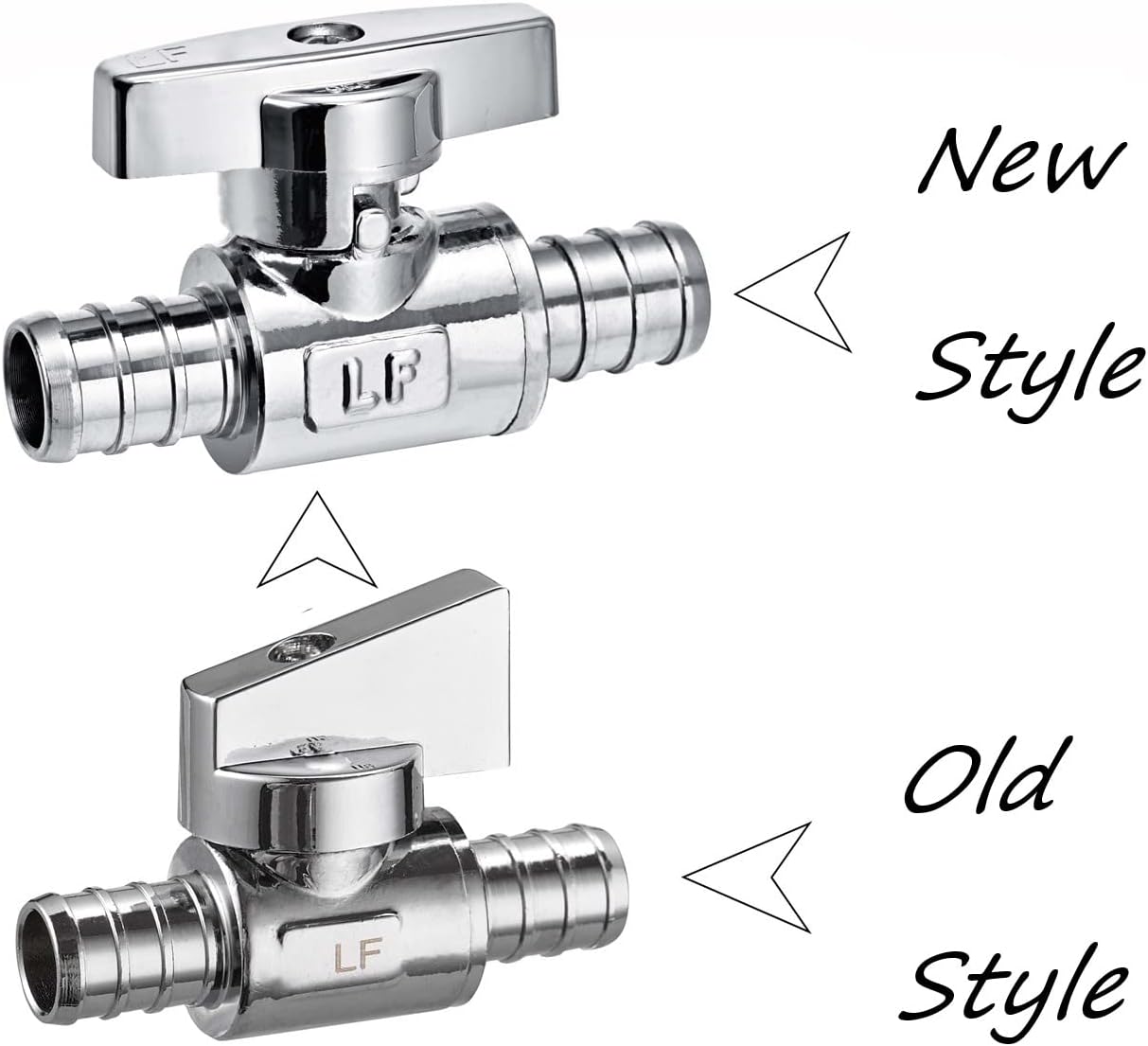 Minimprover 2 Pack LF Brass,1/2" Pex x 1/2" PEX Chrome-Plated 90° Angle Stop Shut-Off Ball Valve For Faucet Or Toilet Installation With 4 Rings