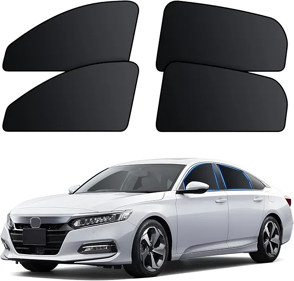 ZATOOTO Car Window Shades for Honda Accord 2018-2023, 4 Pcs Magnetic Car Window Covers - 100% Block Light Privacy Curtains, Side Window Sun Shade for Baby Breastfeeding, Sleeping, Camping
