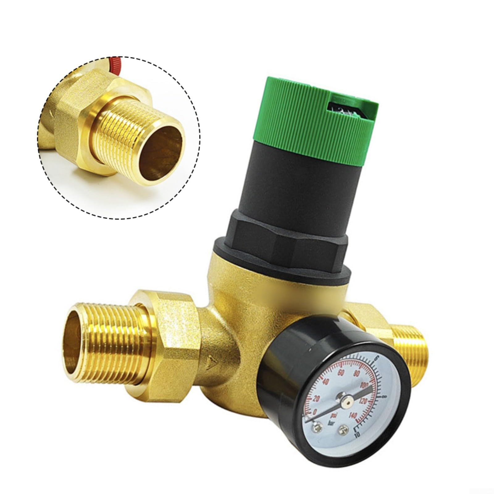 Valvola di riduzione della pressione regolabile in ottone, filettatura G, pressione dell'acqua per stabilizzatore per sistemi idraulici domestici, gamma 1-6 kg (1/2)