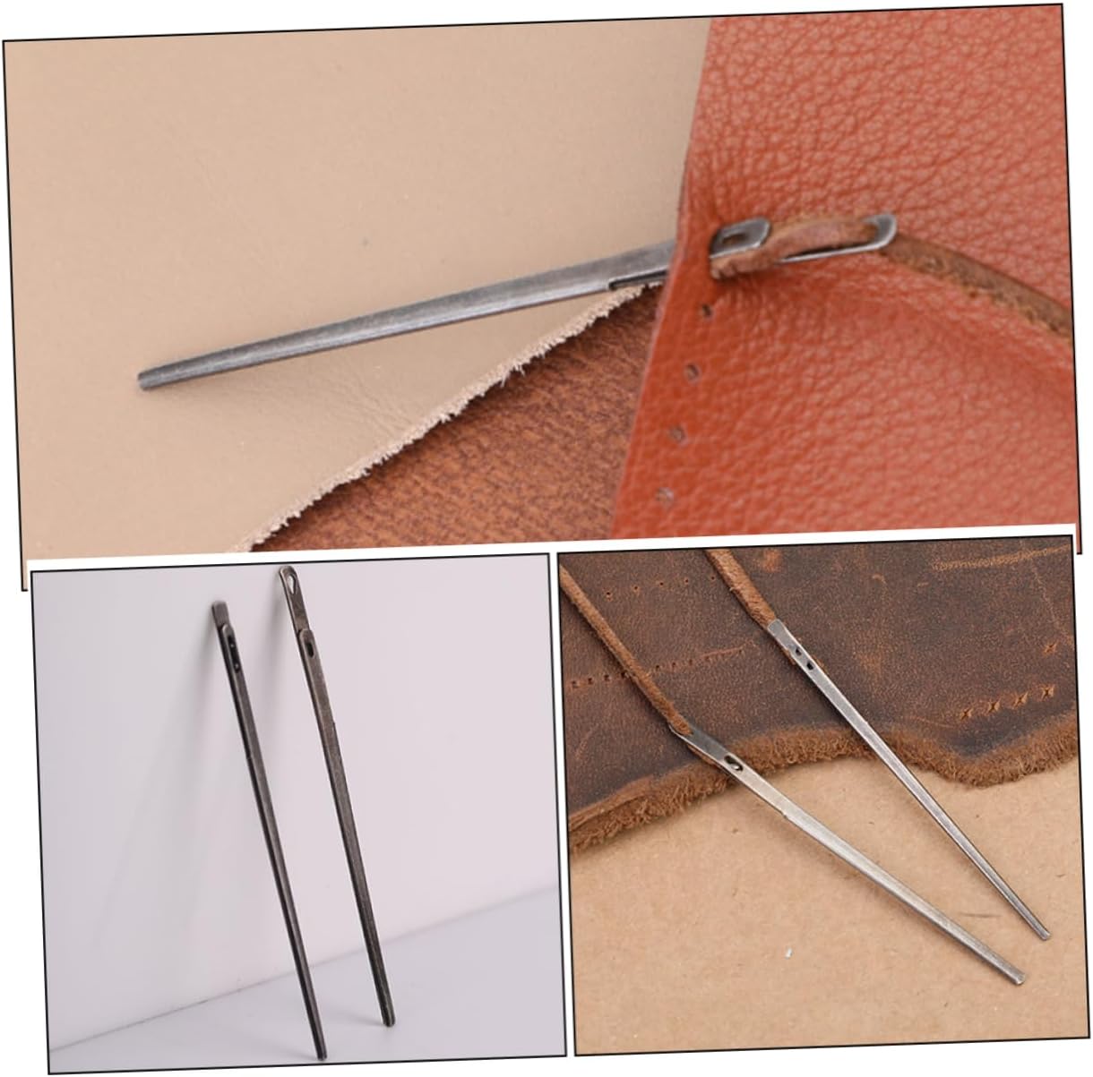 TEHAUX 2pcs Steel Leather Sewing Needles Durable Lacing Needles for Leathercraft Convenient Tools for DIY Projects for Beginners and Craftsmen