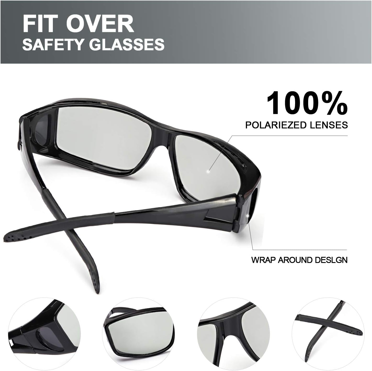 LVIOE Fit Over Photochromic Polarized Sunglasses for Outdoor Activities Wear Over Rx/Prescription Glasses UV400 Protection