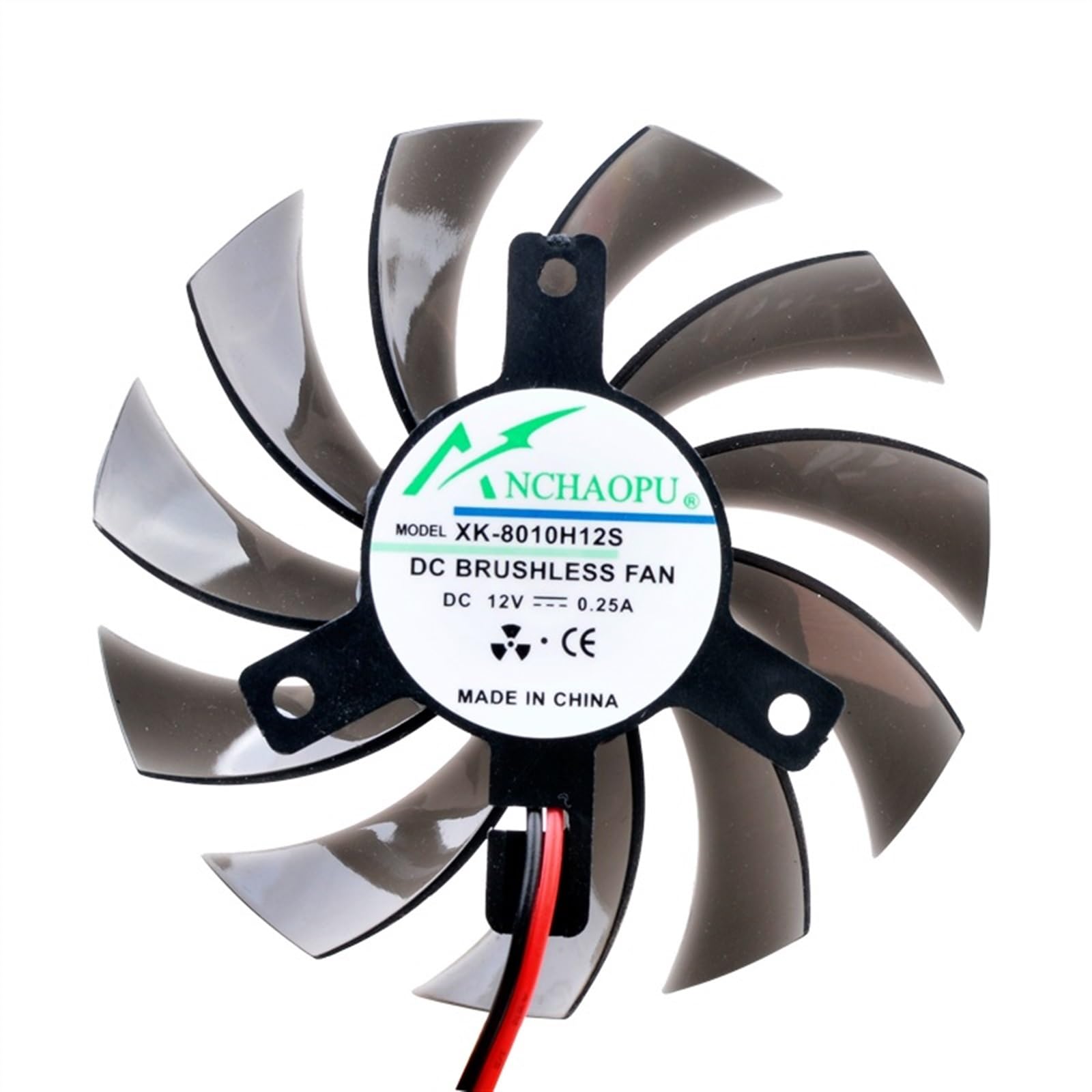 FCARUMIQP XK-8010H12S 75mm Diameter-Hole Pitch 40mm DC12V 0.25A Graphics Card Cooling Fan for Router Micro Host CPU