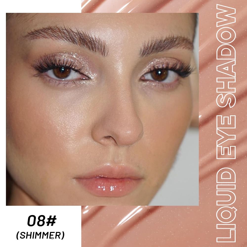 Light Pink Shimmer Liquid Metallic Eyeshadow, Longwear Eye Makeup For Older Women, Buildable Highly Pigmented & Blendable Eye Shadow Cream in Shimmer Finishes, Vegan & Cruelty-Free, (08#Light Pink) - Image 2