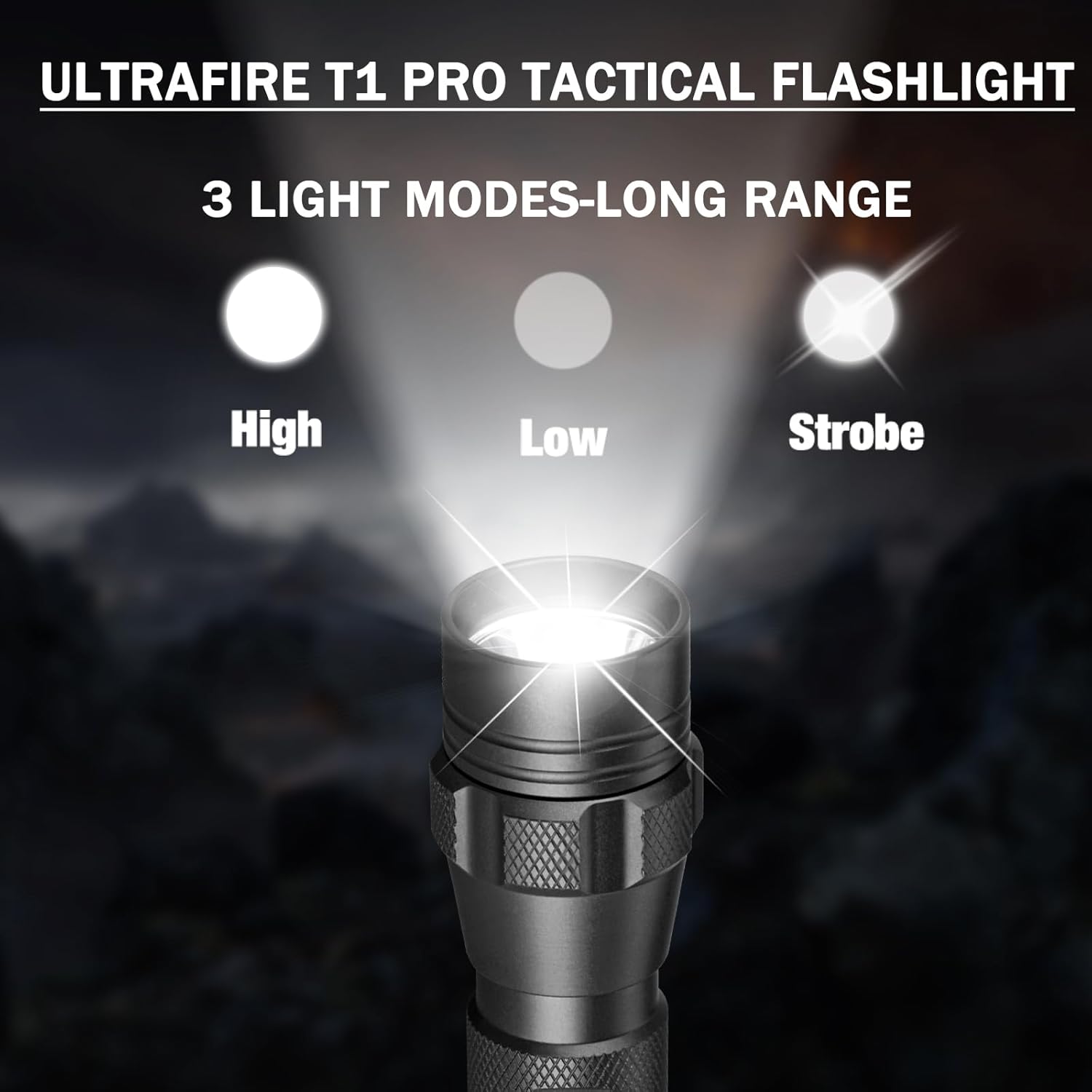 ULTRAFIRE Tactical Flashlight with Holster, 1000 High Lumens Law Enforcement LED Flashlight with Belt Holder, 3 Modes Bright Police Flashlights with Holster for Duty Belt Torch T1 PRO