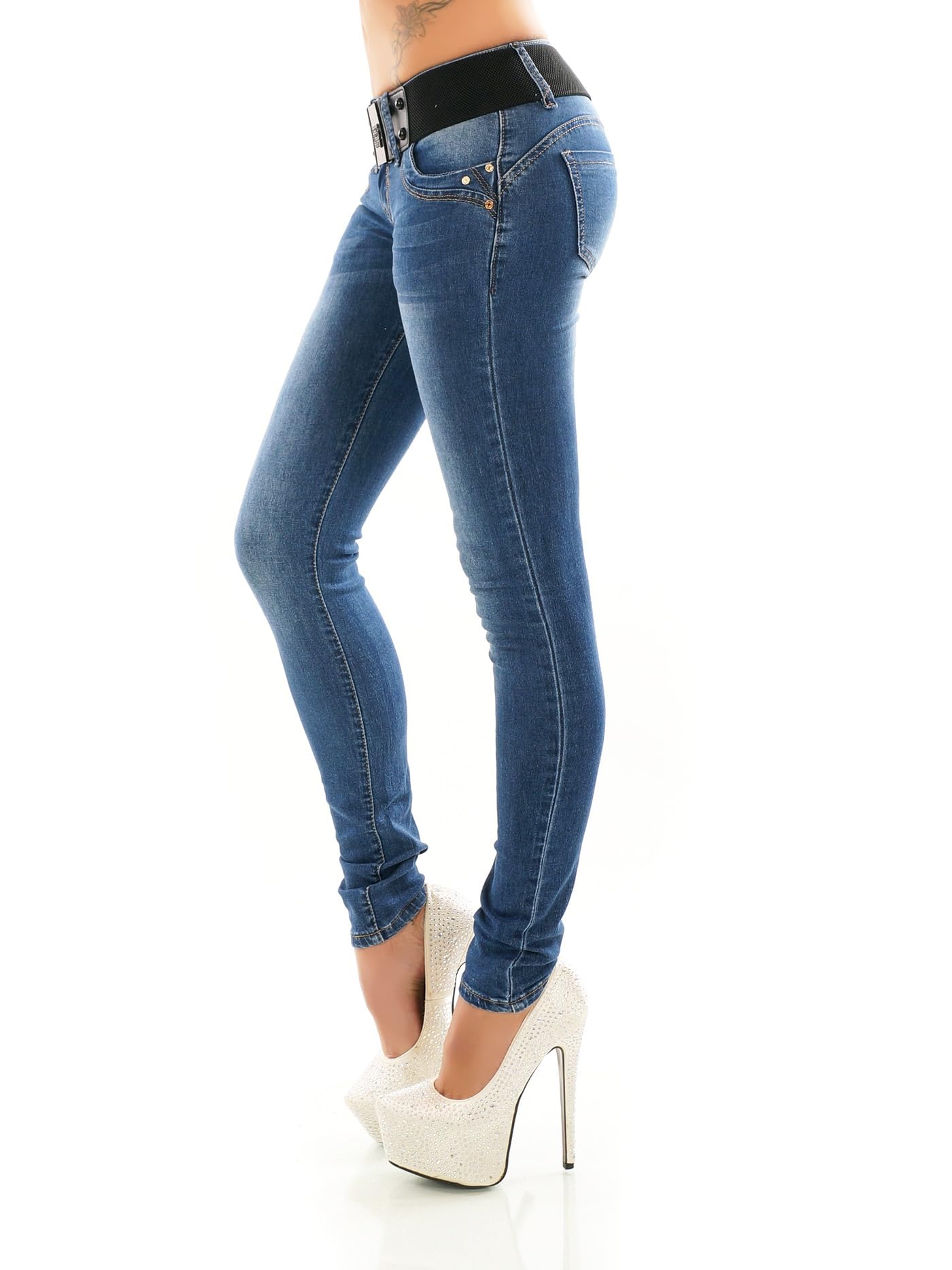 Miss RJ Jeans Damen High Waist Skinny Jeans Jeanshose CargoJ