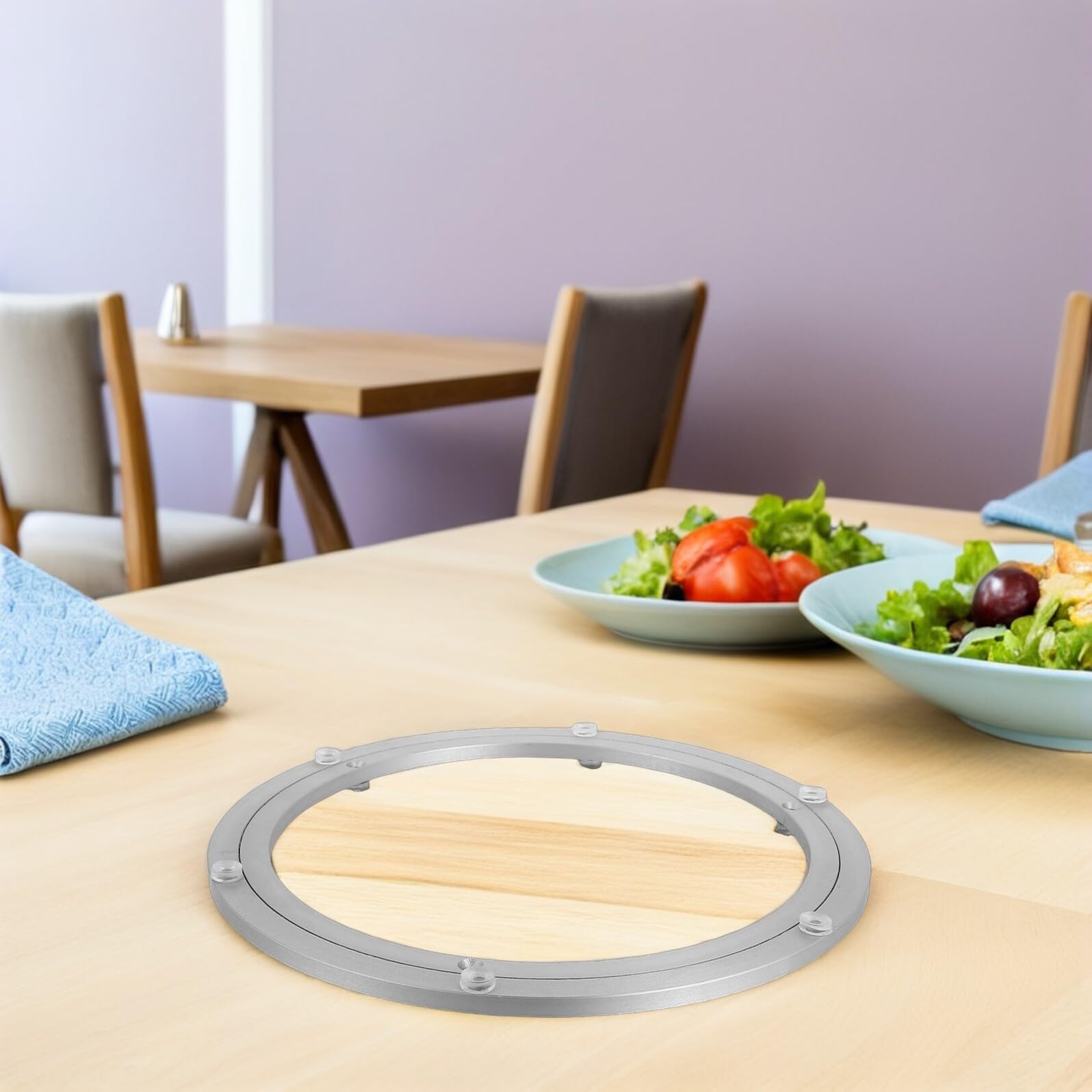 Hohopeti Base Giratoria de Aleación de Aluminio con Rodamiento Resistente y Silencioso para Mesa Comedor Plato Giratorio Pesado para Bandejas y Servicio de Cena