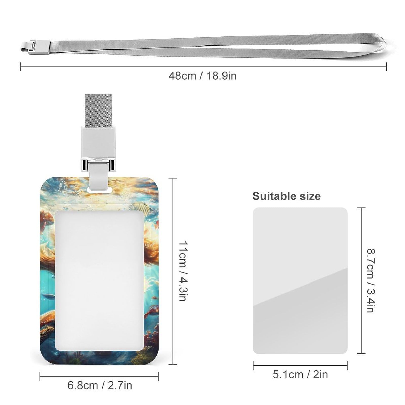 Retriever Dog Undersea Diving ID Badge Holder with Lanyard Vertical ID Card Holder for Travel Office Work