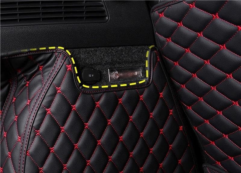 Tapis de coffre pour Porsche Cayenne et Macan en cuir étanche noir et rouge