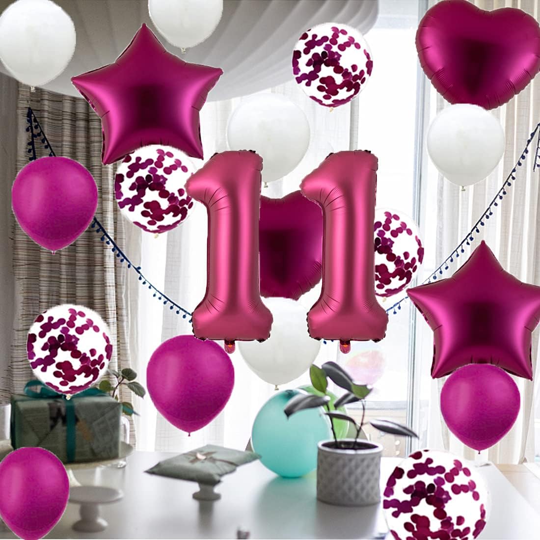 11th Birthday Balloon 11th Birthday Decorations Burgundy 11 Balloons Happy 11th Birthday Party Supplies Number 11 Foil Mylar Balloons Latex Balloon Gifts for Girls,Boys,Women,Men - Image 5