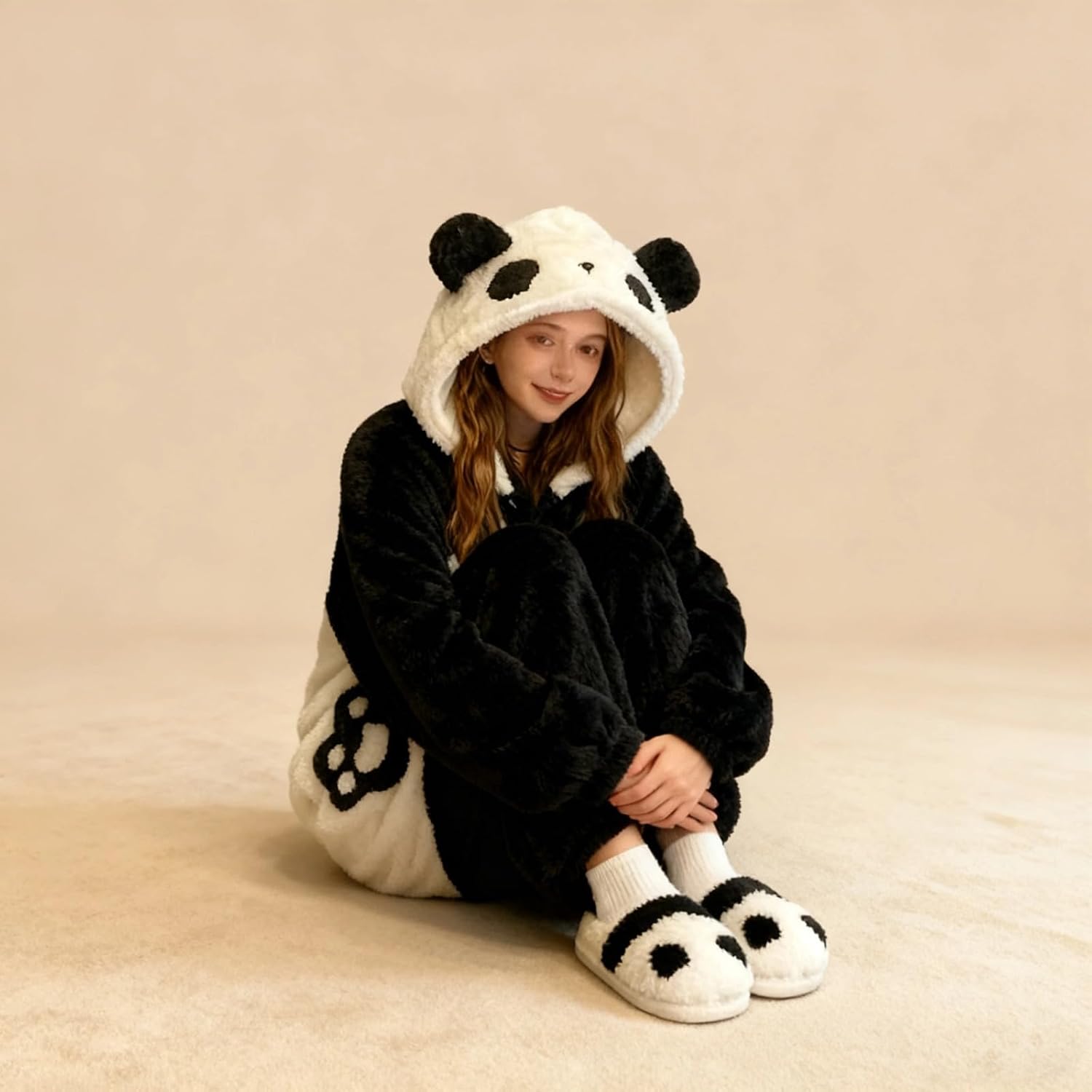 Cute Animal Hooded Robe for Adults – Soft Plush Holiday Pajama, Halloween & Christmas Costume
