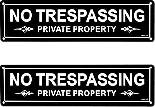 No Trespassing Private Property Sign 2 Pack, 12 x 3 inches Sturdy Rust Free Aluminum Sign for Home and Business