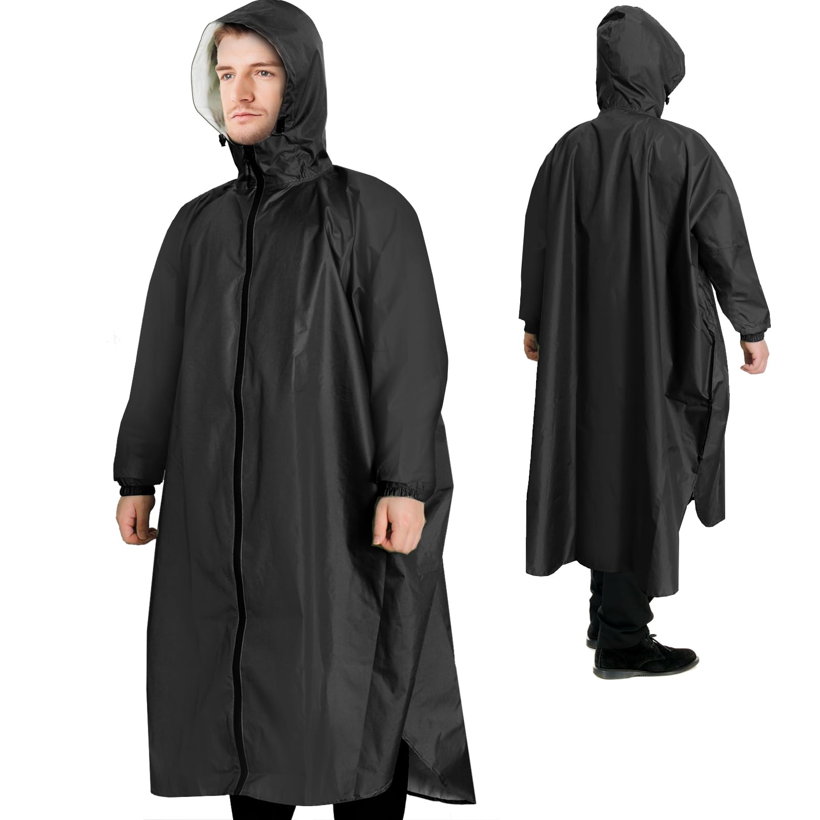 ANYOO Poncho de Pluie Imperméable Femmes Hommes avec Capuche Léger et Portable Manteau de pluie avec Manches Longues pour Randonnée Extérieure, Cyclisme, Taille unique