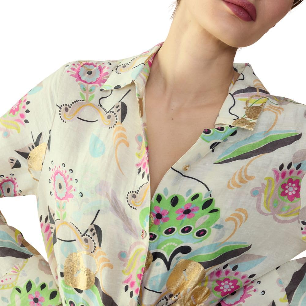 Cynthia Rowley Love Locked Silk Linen Shirt Dress - Image 5