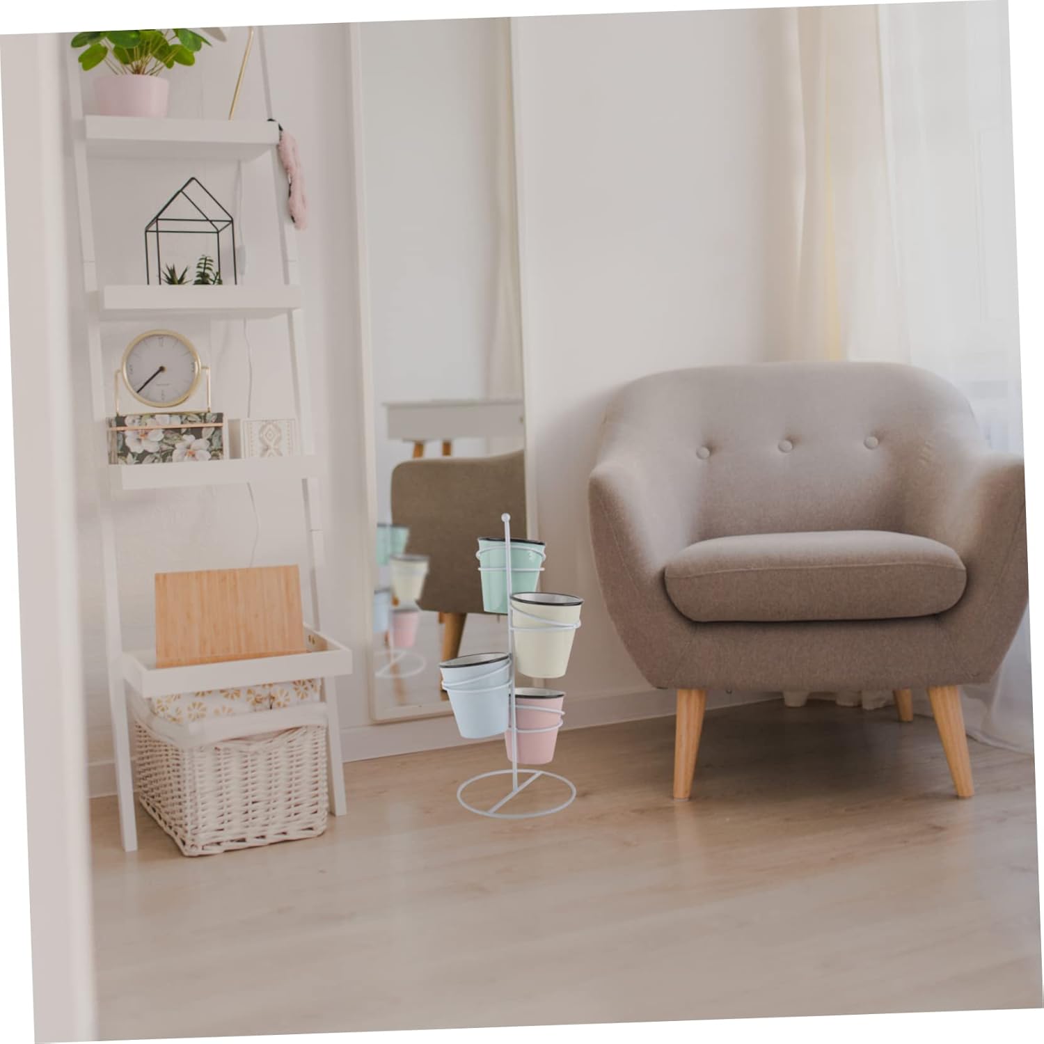 1set Multi-layer Wrought Iron Flower Pot Rack Decorative Storage Stand for Indoor Plants Ceramic Flowerpots Vertical Space Organizer for Home Decor