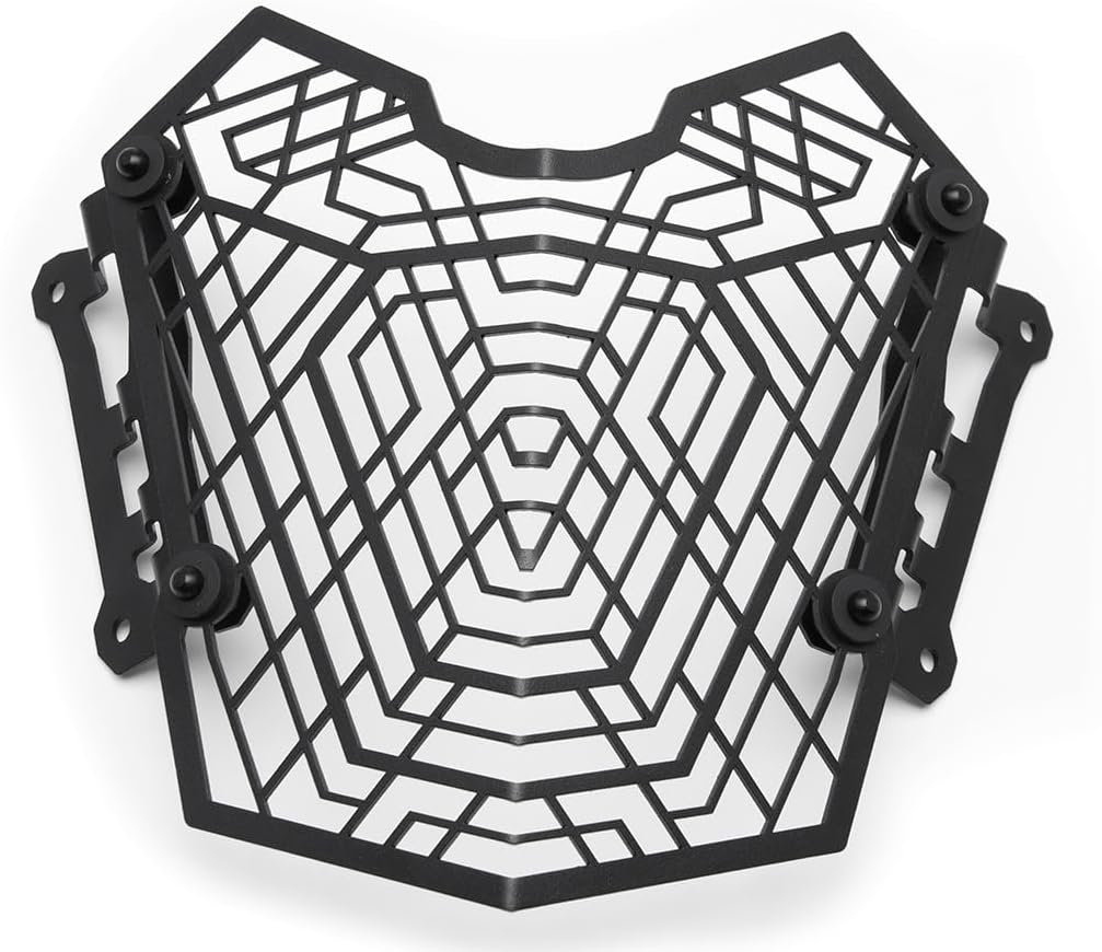 AltRider Mesh Headlight Guard Compatible with Yamaha Tenere 700 (2019-2024) – Heavy Duty Steel Protective Cover with Quick Release Ball & Socket Mounts - Four Point Solid Brackets - Black
