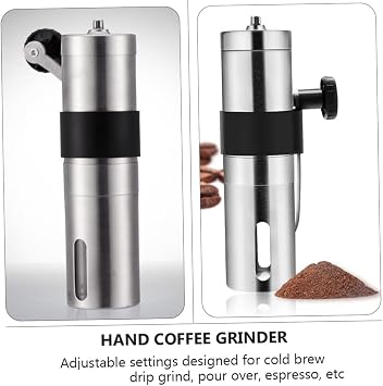 Ciieeo Adjustable Manual Coffee Grinder Portable Hand Mill Burr Stainless Steel Bean Hand for Cold Brew Drip Espresso