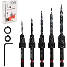 ANGELSWORD Countersink Drill Bit Set, 8PCS Tapered Drill Bits Counter Sink Drill Bit, #4, #6, #8, #10, #12, Depth Stop Ring
