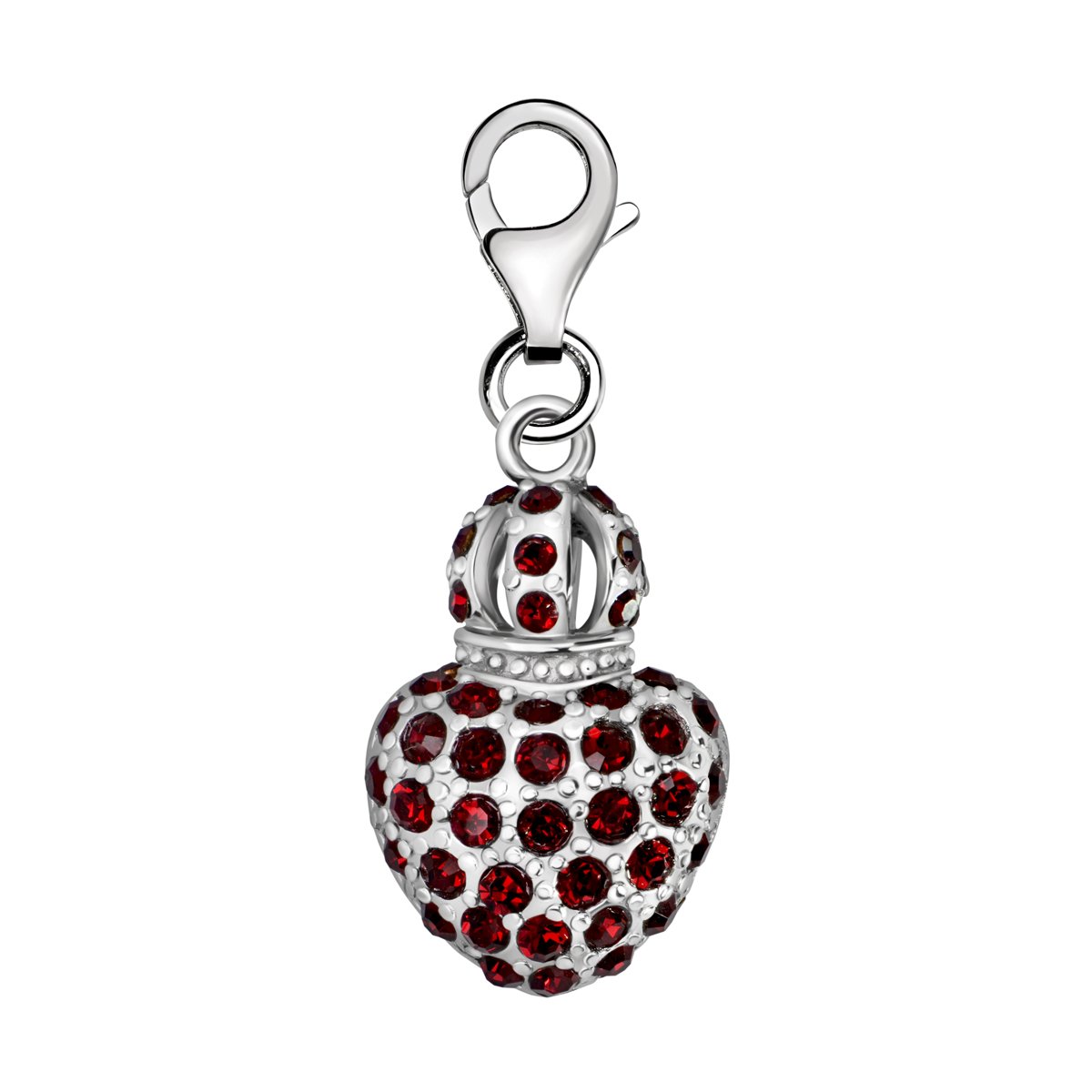 Quiges Charm Pendentif en Argent 925 Coeurs avec Couronne avec Fermoir