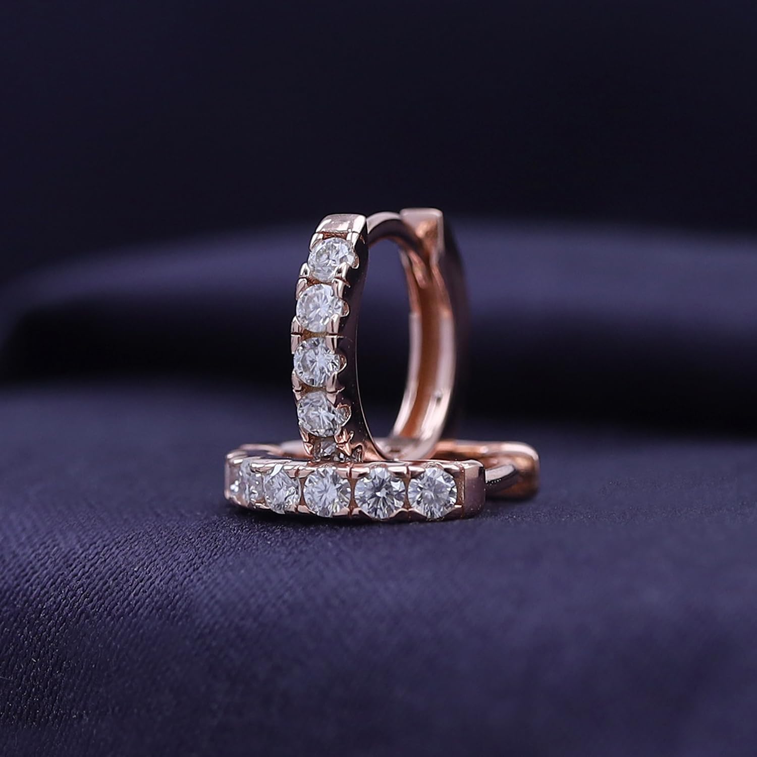 Huggie Hoop Earrings for Women with Round Lab Created Moissanite Dainty Cartilage Earrings in 18K Gold Plated Jewelry Gift for Her