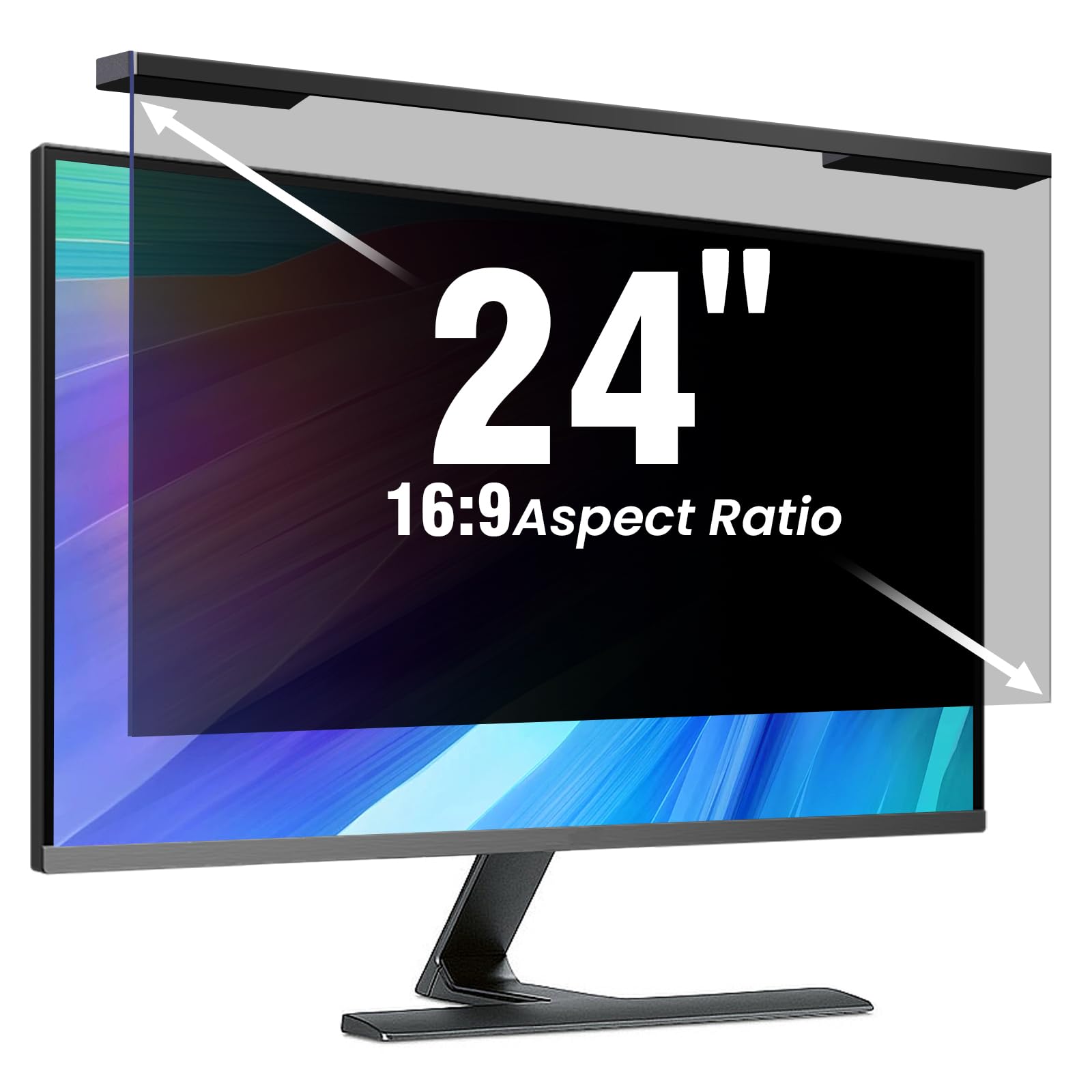 Hanging 24 Inch Computer Privacy Screen Filter, Hanging Computer Screen Privacy Cover, Compatible with, 24 Inch 16:9 Widescreen Monitors, Protect Eyes from Glare and Blue Light