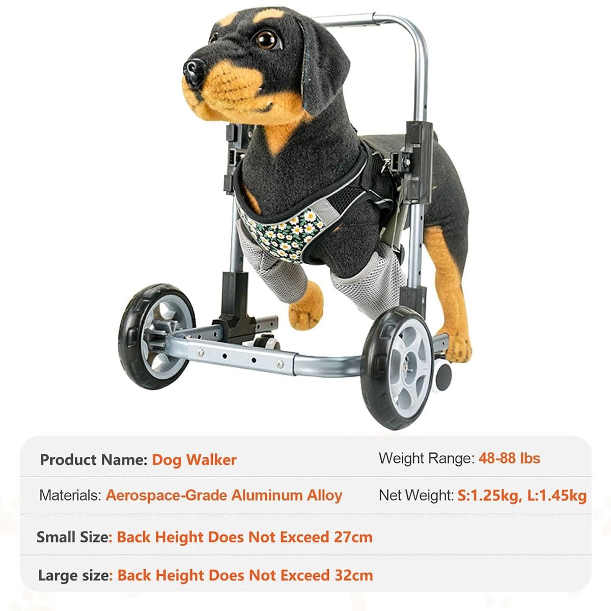 Fauteuil roulant pour chien réglable 4 roues aide rééducation pattes avant