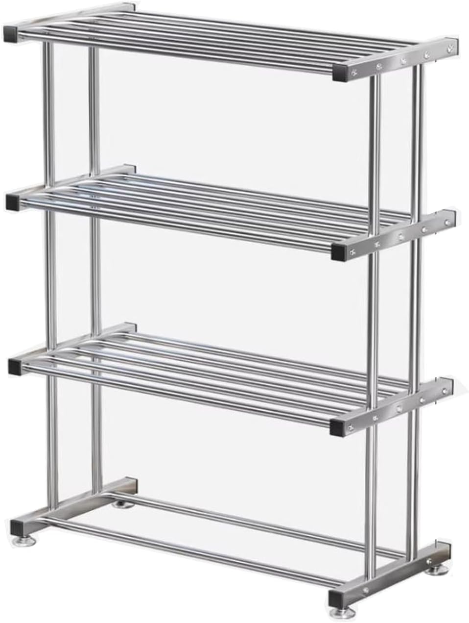Stainless Steel Towel Rack, Bathroom Towel Rack, Adjustable Feet, Durable and Secure, Suitable for Kitchens, Garages (Available in 2/3/4 Tiers)(80x152cm/31x60in)