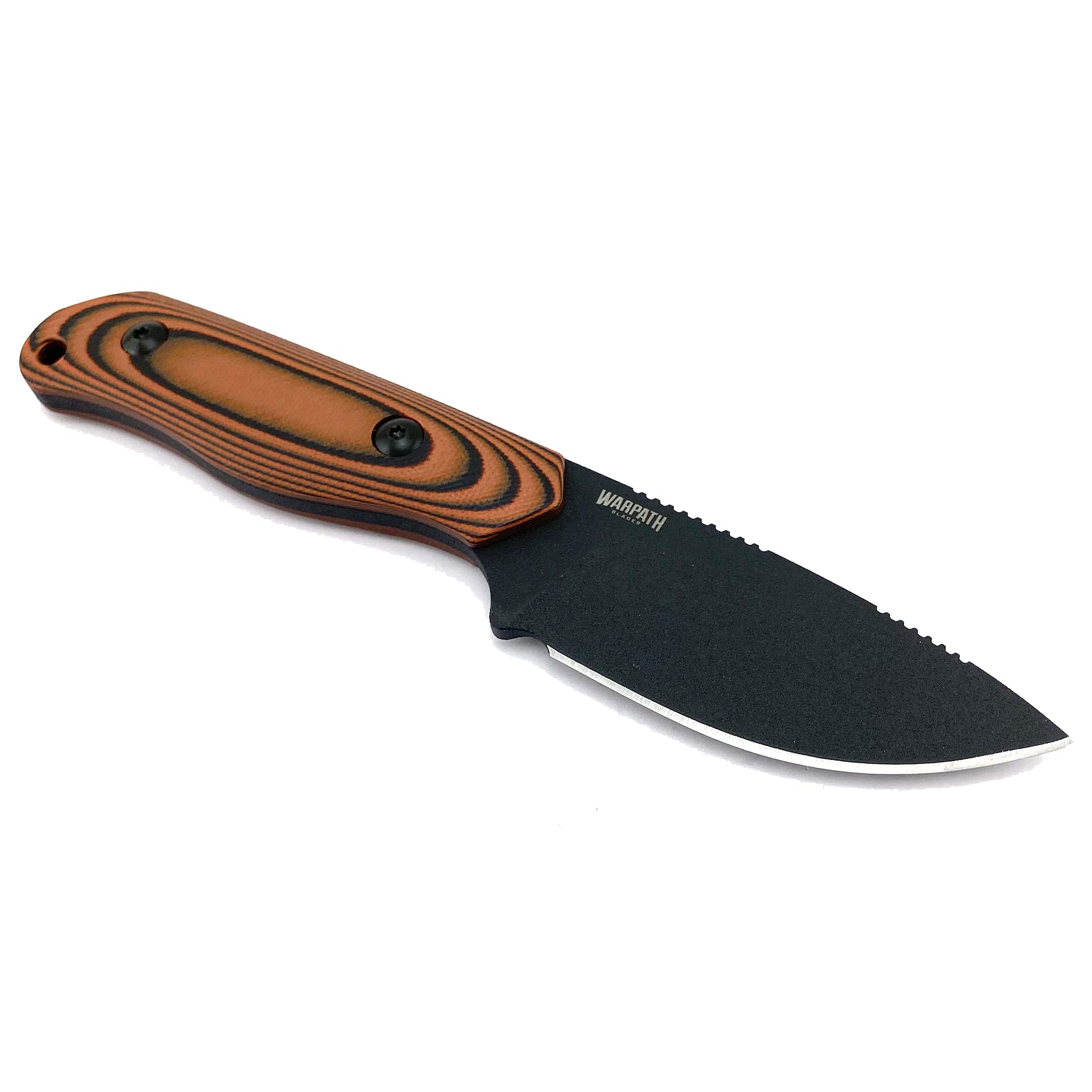 Warpath Blades Kitchi Fixed Blade Knife - 1095 HC Steel 3.125” Blade - Drop Point Design - G10 Scales Handle - Injection Molded Kydex Sheath - Bushcraft Camping Knife (Brown)