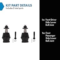 Vista 882 de TRQ, junta de rótula inferior delantera para el lado del conductor y del acompañante