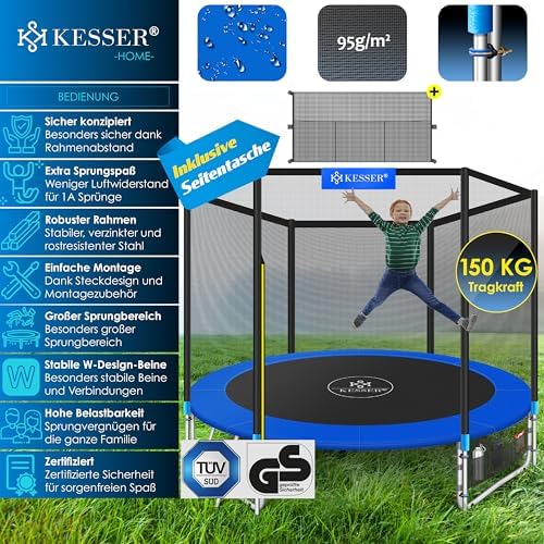 2. Bild von KESSER® Trampolin Outdoor Ø 244/305/366/427 cm Komplettset mit Sicherheitsnetz, Leiter, Randabdeckung & Seitentasche und Montagezubehör | Kindertrampolin Gartentrampolin Belastbarkeit 150 kg 244 cm