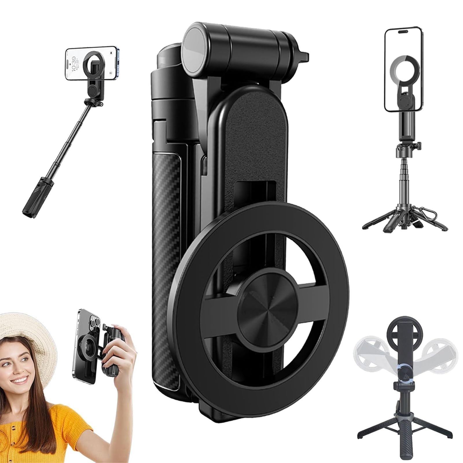 Perche à selfie magnétique 4 en 1 avec trépied stable et télécommande - 8
