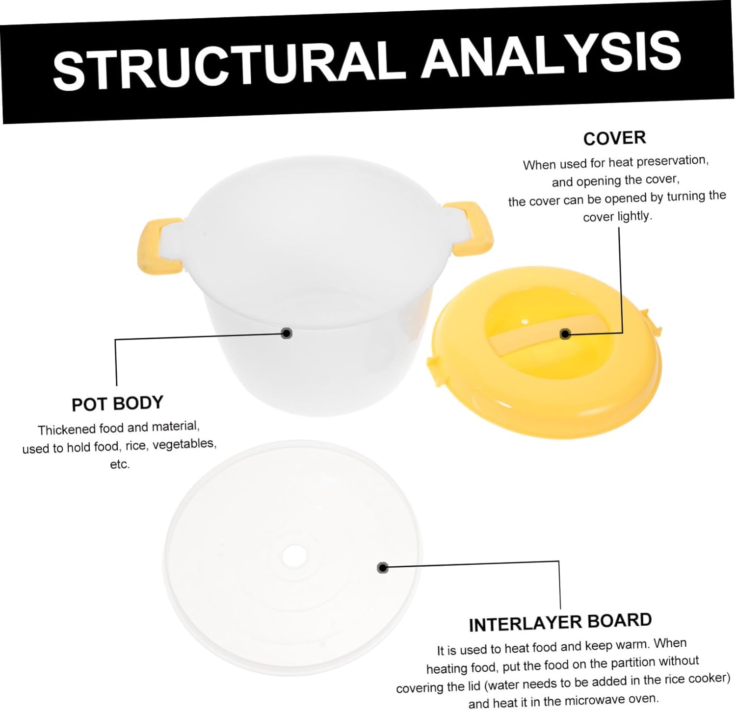 Microwave Rice Cooker Small Rice Maker for Microwave (4 Cup) Multifunctional Food Container for Soup Stew Pasta Veggies Porridge