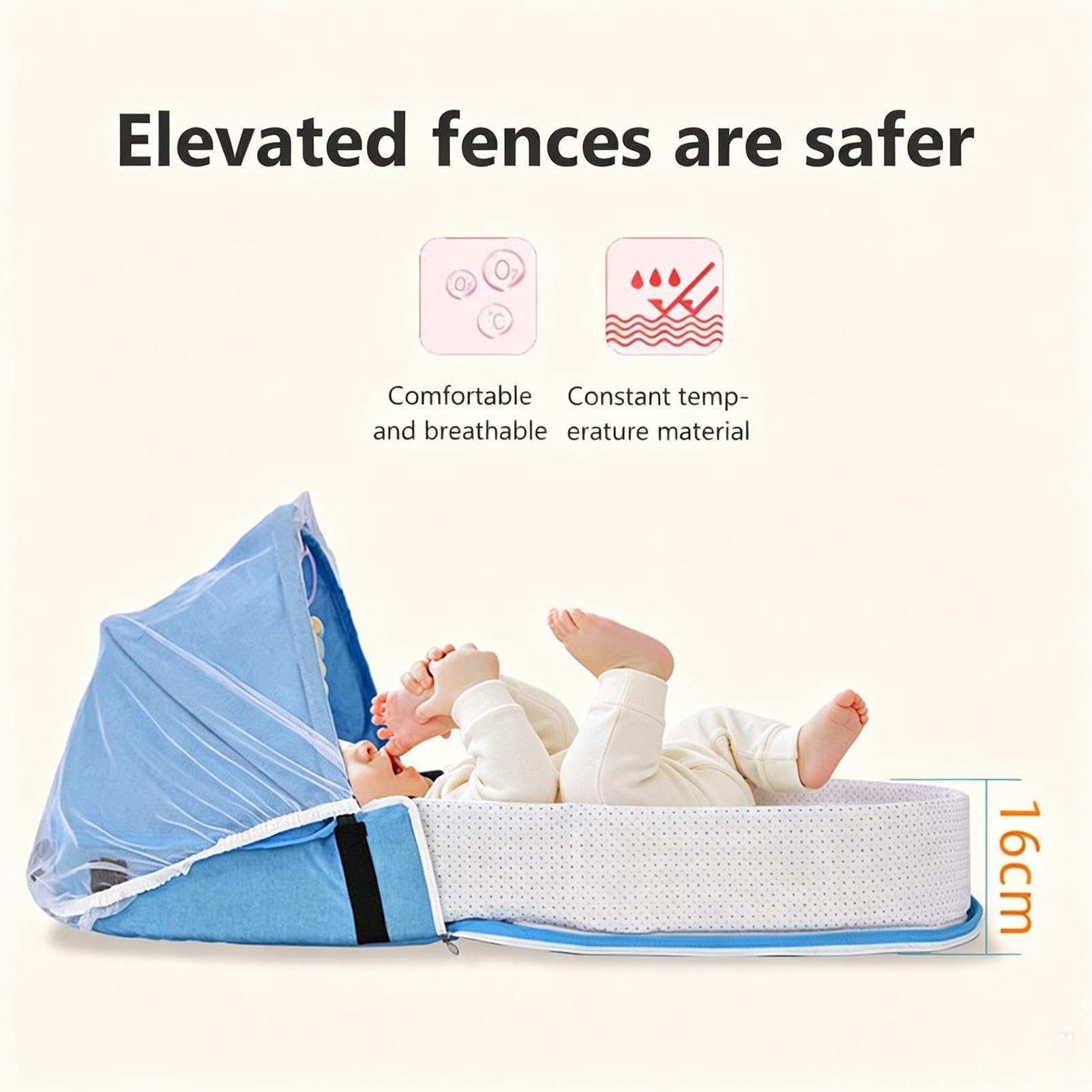 Générique Lit De Enfant Lit Pliable Lavable Respirant en Lin Et Coton