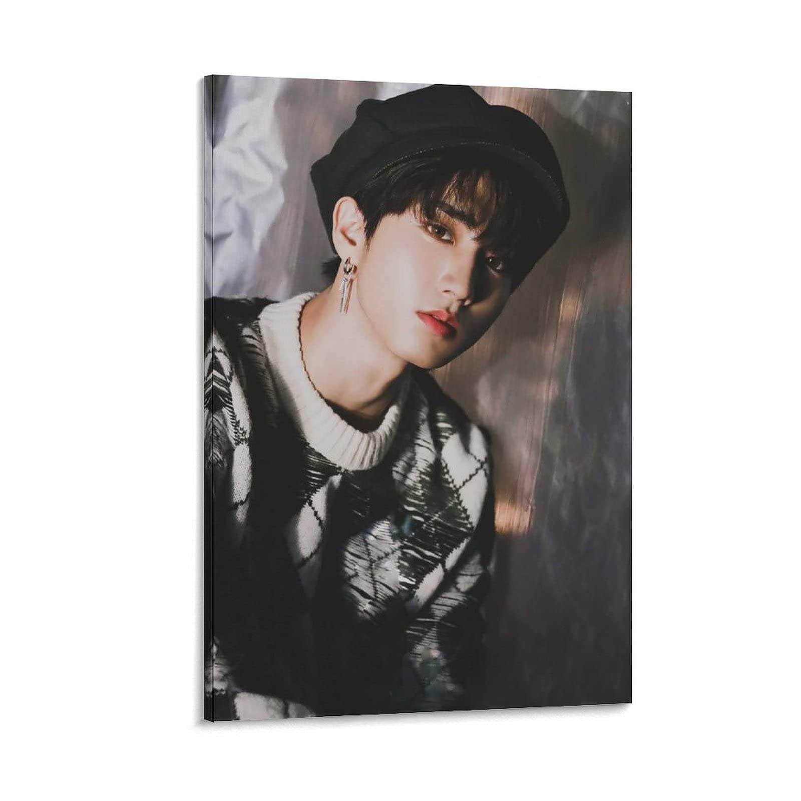 Hellove Frame-Style1 Kpop Stray Kids Poster Han Ji Sung Canvas Art Poster And Wall Art Picture Print Modern Family Bedroom Decor Posters 12X18inch(30X45cm)