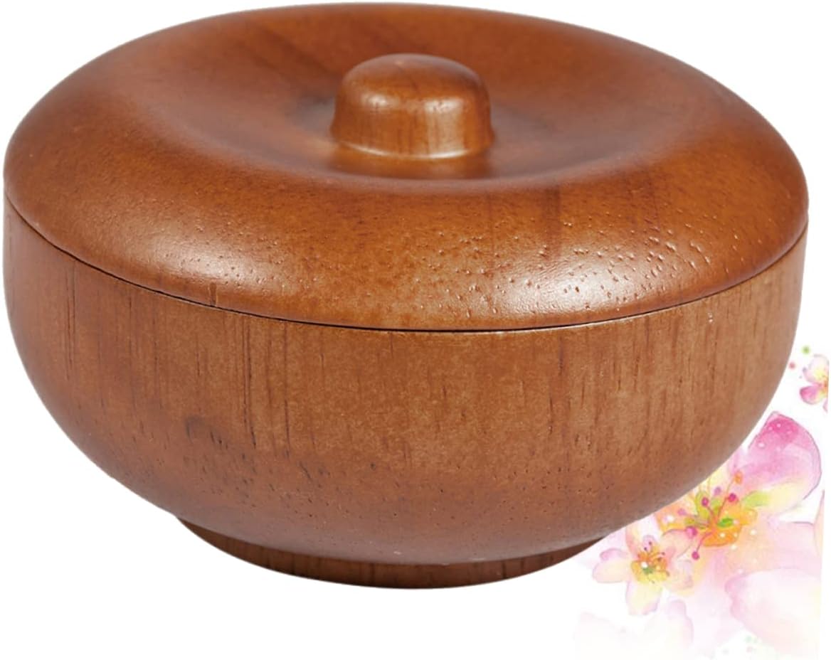FRCOLOR 2 pcs Wooden Shaving Bowl with Lid Practical Shaving Soap Bowl for Men Compact Design for Home and Salon Use present for Male Friends