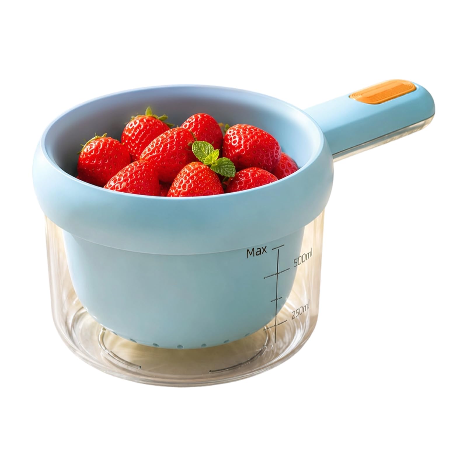 Pangboer Blue Layer Produce Basket Kitchen Drain Prep Bowl With Handle, Pet Pp Measuring Design For Countertop Rinsing Produce Washing Basket Kitchen Drain Bowl Fruit Rinse Colander Vegetable Prep Drainer Handled