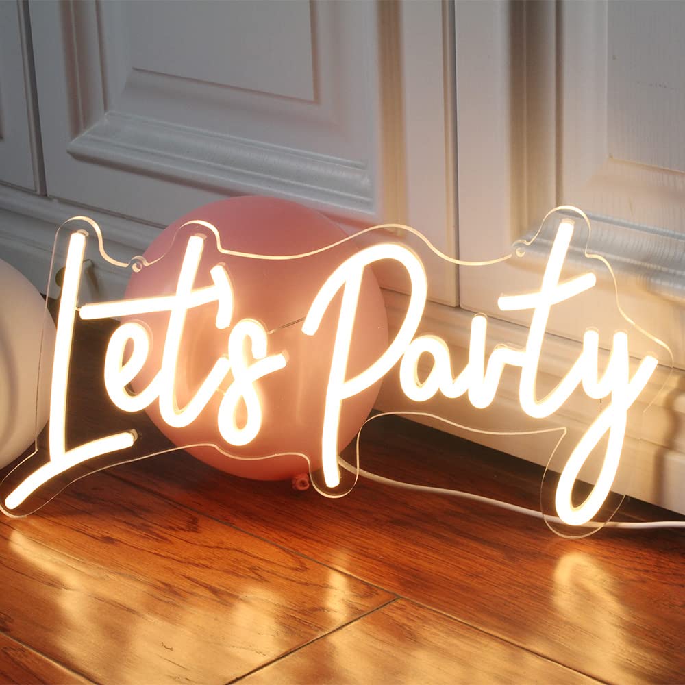 Lets Party Neon Sign Warm White LED Neon Let's Party Light Signs