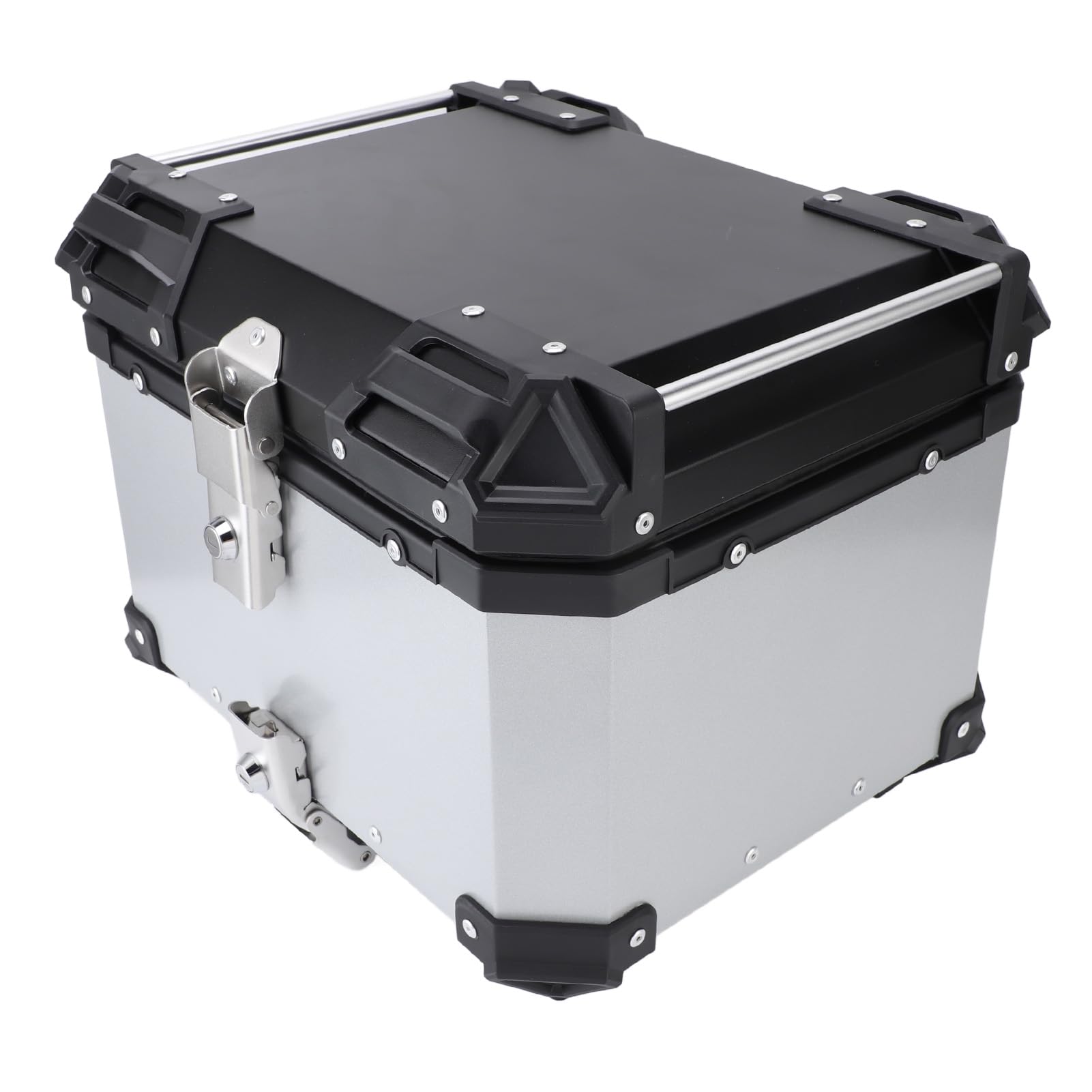 CHICIRIS Motorrad-Topcase, 45 L, Wasserdichter Motorradkoffer aus 5052-Aluminiumlegierung mit Schnellverschluss, Rückenlehne und Griff mit Lederfutter, Aufbewahrungsbox für den Hinteren Helm für
